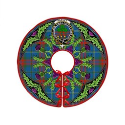ScotsTee Shop Scottish Harvey Ancient Clan Crest Tartan Christmas Tree Skirt Scottish Thistle Design