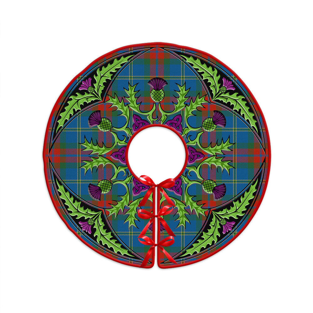 ScotsTee Shop Scottish Harvey Ancient Clan Crest Tartan Christmas Tree Skirt Scottish Thistle Design