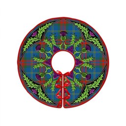ScotsTee Shop Scottish Harvey Ancient Clan Crest Tartan Christmas Tree Skirt Scottish Thistle Design
