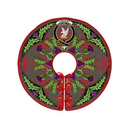 ScotsTee Shop Scottish Lindsay Weathered Clan Crest Tartan Christmas Tree Skirt Scottish Thistle Design