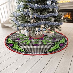 ScotsTee Shop Scottish Halliday (Holliday) Weathered Clan Crest Tartan Christmas Tree Skirt Scottish Thistle Design
