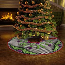 ScotsTee Shop Scottish Halliday (Holliday) Weathered Clan Crest Tartan Christmas Tree Skirt Scottish Thistle Design