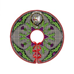 ScotsTee Shop Scottish Halliday (Holliday) Weathered Clan Crest Tartan Christmas Tree Skirt Scottish Thistle Design