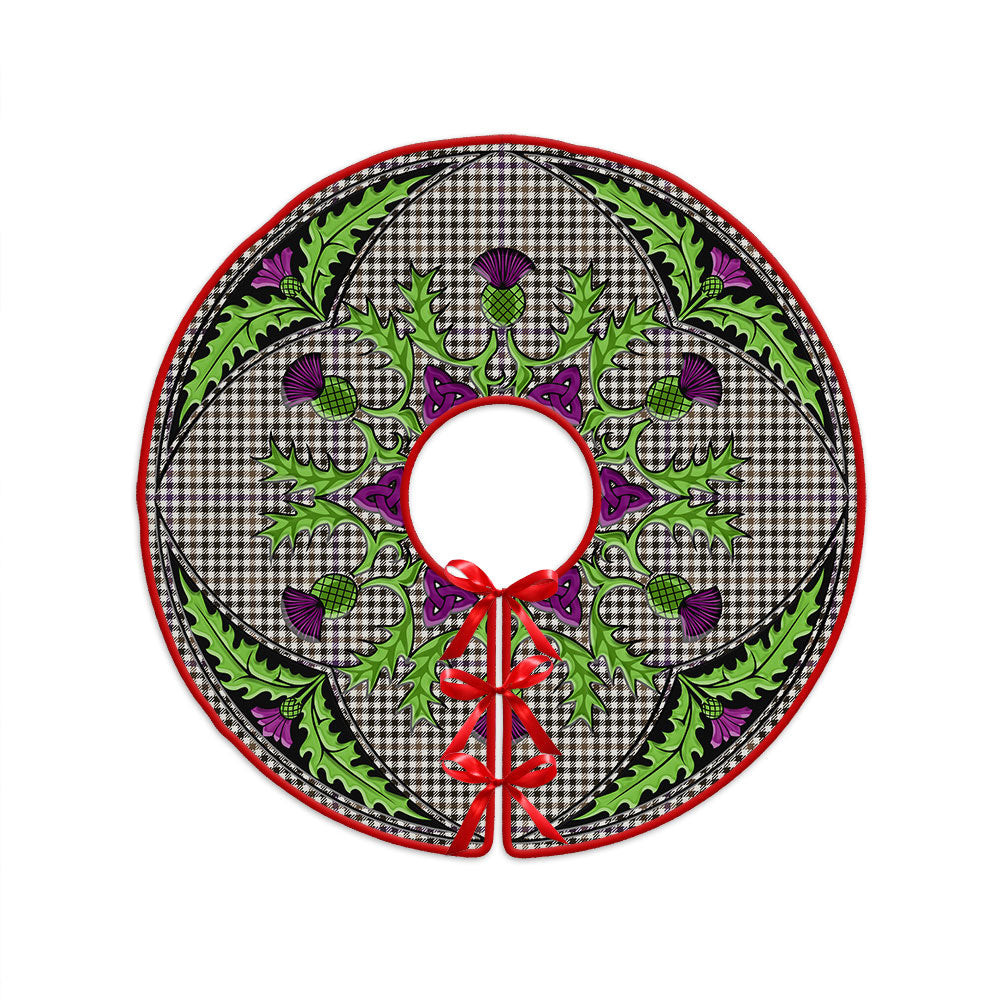 ScotsTee Shop Scottish Halliday (Holliday) Weathered Clan Crest Tartan Christmas Tree Skirt Scottish Thistle Design