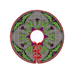ScotsTee Shop Scottish Halliday (Holliday) Weathered Clan Crest Tartan Christmas Tree Skirt Scottish Thistle Design