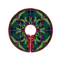 ScotsTee Shop Scottish Irvine Modern Clan Crest Tartan Christmas Tree Skirt Scottish Thistle Design