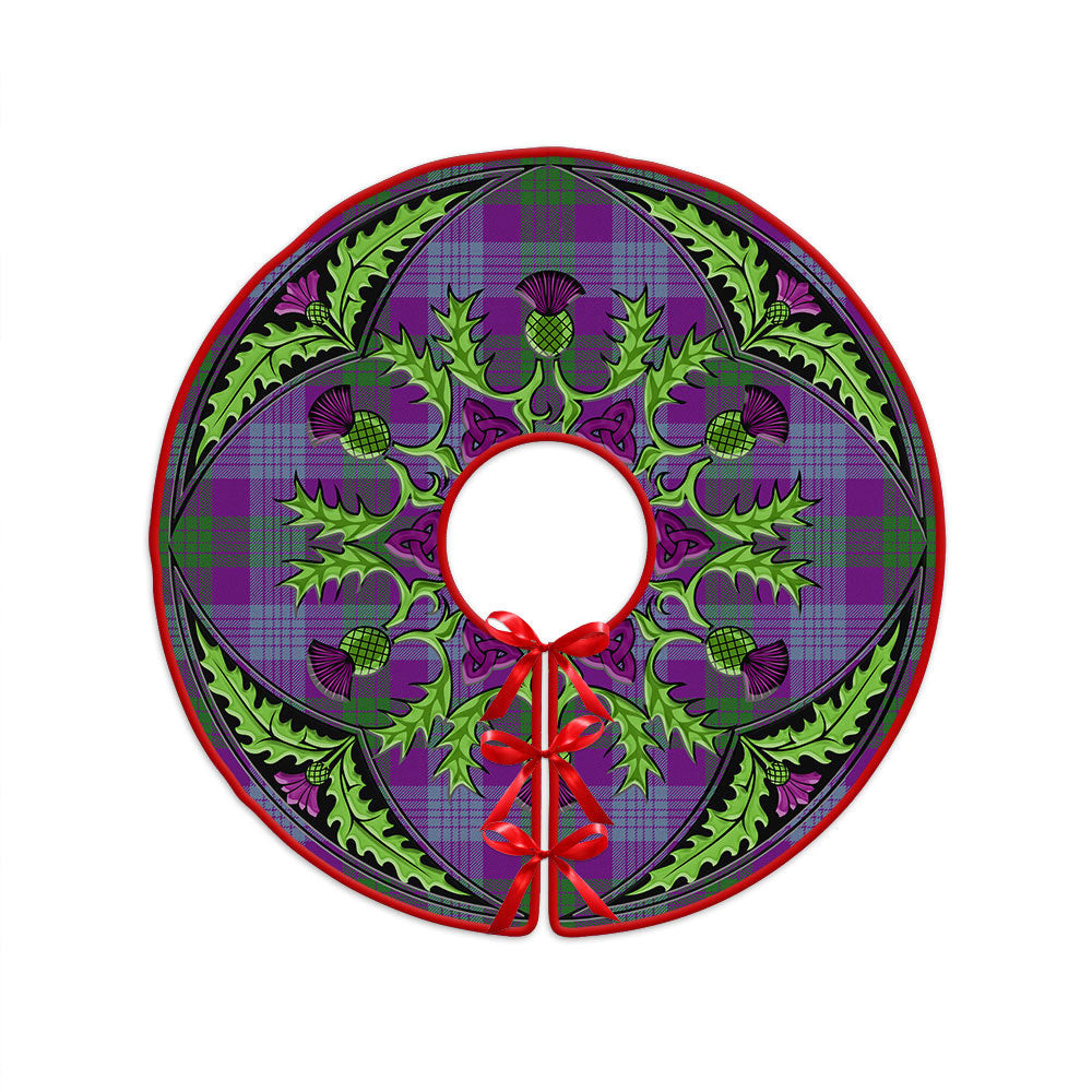ScotsTee Shop Scottish Lang (Laing) Ancient Clan Crest Tartan Christmas Tree Skirt Scottish Thistle Design