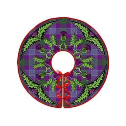 ScotsTee Shop Scottish Lang (Laing) Ancient Clan Crest Tartan Christmas Tree Skirt Scottish Thistle Design