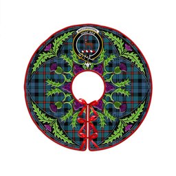 ScotsTee Shop Scottish MacCorquodale Ancient Clan Crest Tartan Christmas Tree Skirt Scottish Thistle Design
