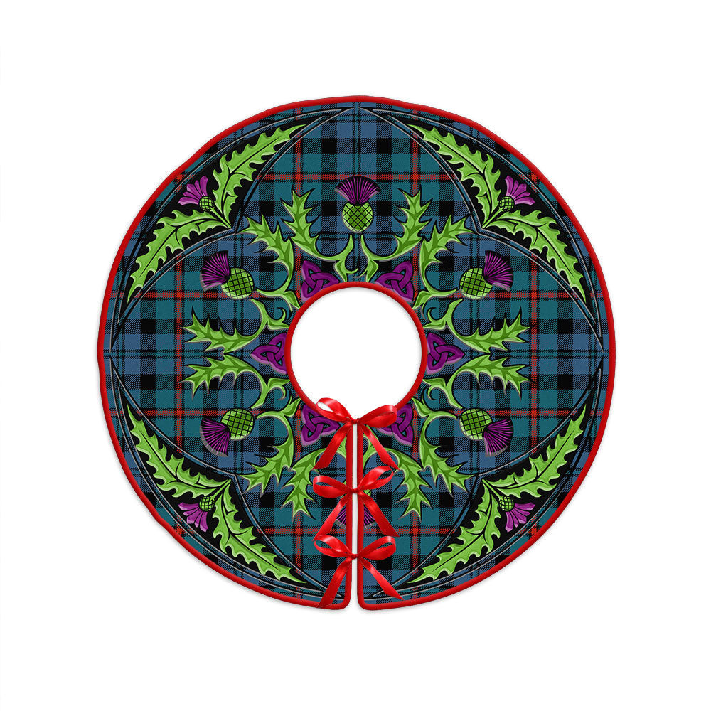 ScotsTee Shop Scottish MacCorquodale Ancient Clan Crest Tartan Christmas Tree Skirt Scottish Thistle Design