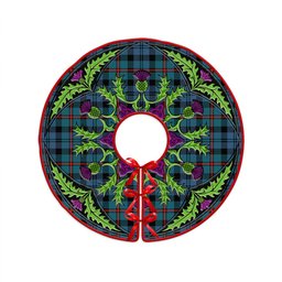 ScotsTee Shop Scottish MacCorquodale Ancient Clan Crest Tartan Christmas Tree Skirt Scottish Thistle Design