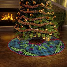 ScotsTee Shop Scottish Leith District Modern Clan Crest Tartan Christmas Tree Skirt Scottish Thistle Design