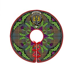 ScotsTee Shop Scottish Johnstone (Johnson) Weathered Clan Crest Tartan Christmas Tree Skirt Scottish Thistle Design