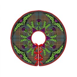 ScotsTee Shop Scottish Johnstone (Johnson) Weathered Clan Crest Tartan Christmas Tree Skirt Scottish Thistle Design