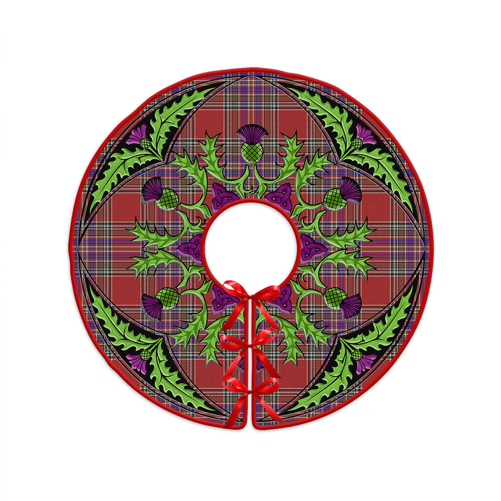 ScotsTee Shop Scottish MacBean (MacBain) Weathered Clan Crest Tartan Christmas Tree Skirt Scottish Thistle Design