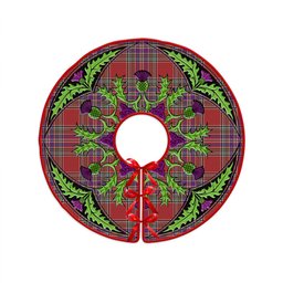 ScotsTee Shop Scottish MacBean (MacBain) Weathered Clan Crest Tartan Christmas Tree Skirt Scottish Thistle Design
