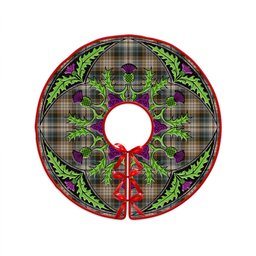 ScotsTee Shop Scottish Kidd Weathered Clan Crest Tartan Christmas Tree Skirt Scottish Thistle Design