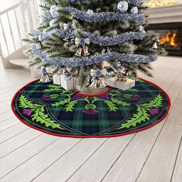 ScotsTee Shop Scottish Lyon (Liall Lyall Lyle) Modern Clan Crest Tartan Christmas Tree Skirt Scottish Thistle Design