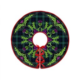 ScotsTee Shop Scottish Lyon (Liall Lyall Lyle) Modern Clan Crest Tartan Christmas Tree Skirt Scottish Thistle Design