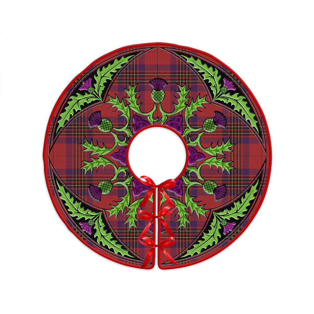 ScotsTee Shop Scottish Leslie Weathered Clan Crest Tartan Christmas Tree Skirt Scottish Thistle Design