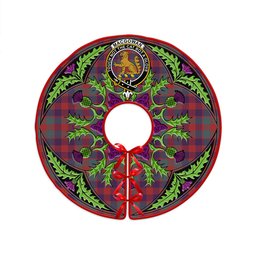 ScotsTee Shop Scottish MacGowan (Gow) Weathered Clan Crest Tartan Christmas Tree Skirt Scottish Thistle Design