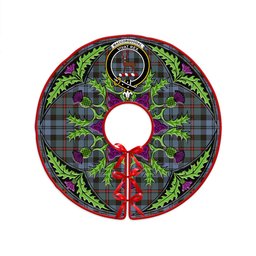 ScotsTee Shop Scottish MacCorquodale Weathered Clan Crest Tartan Christmas Tree Skirt Scottish Thistle Design