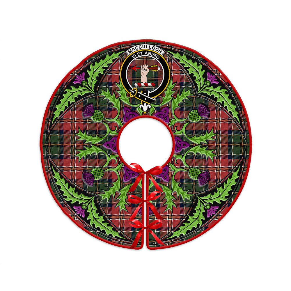 ScotsTee Shop Scottish MacCulloch Ancient Clan Crest Tartan Christmas Tree Skirt Scottish Thistle Design