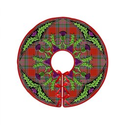 ScotsTee Shop Scottish MacBean (MacBain) Ancient Clan Crest Tartan Christmas Tree Skirt Scottish Thistle Design