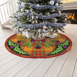 ScotsTee Shop Scottish MacBrair Ancient Clan Crest Tartan Christmas Tree Skirt Scottish Thistle Design