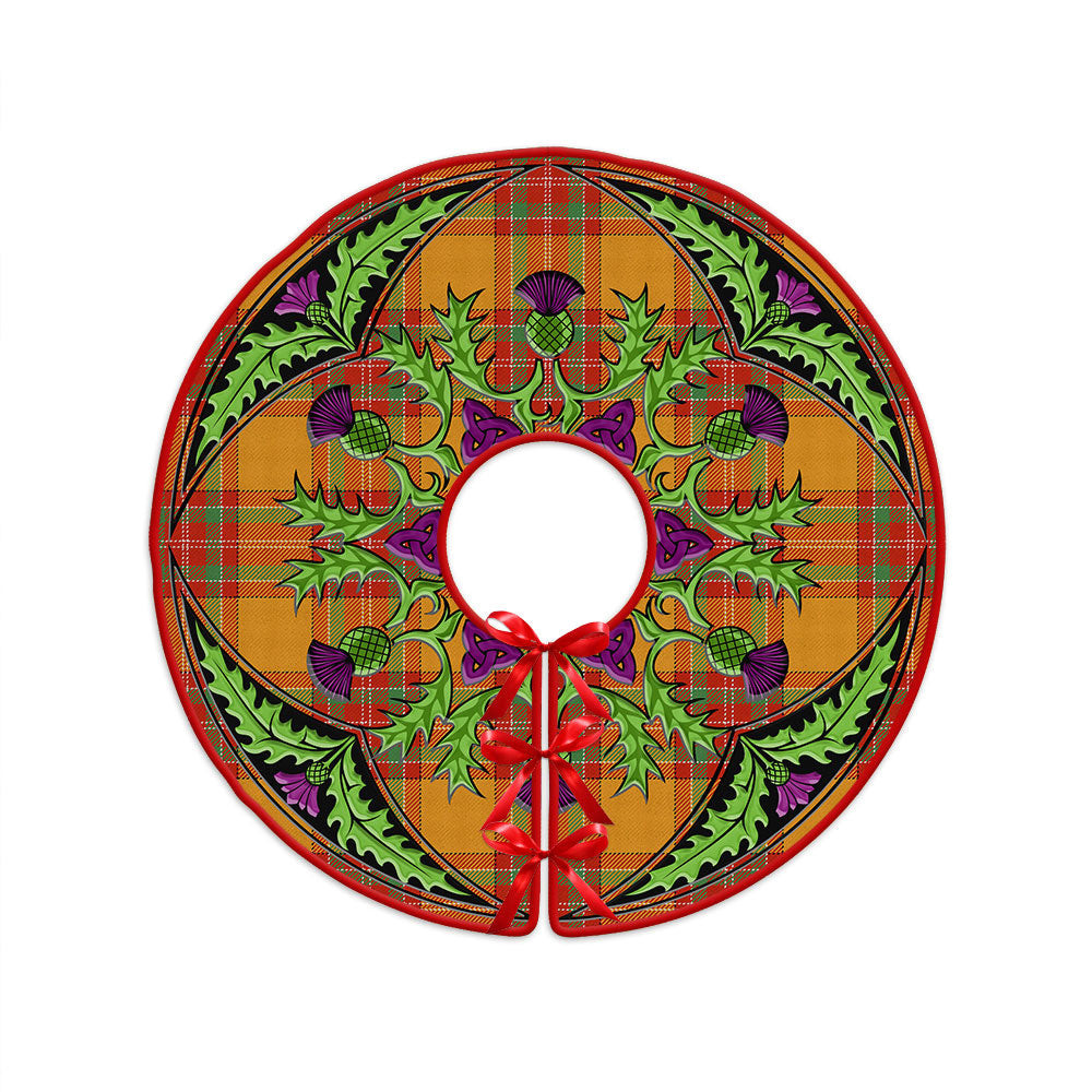 ScotsTee Shop Scottish MacBrair Ancient Clan Crest Tartan Christmas Tree Skirt Scottish Thistle Design