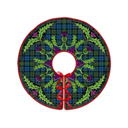 ScotsTee Shop Scottish MacEwan Ancient Clan Crest Tartan Christmas Tree Skirt Scottish Thistle Design