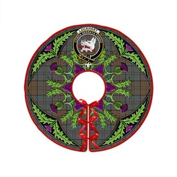 ScotsTee Shop Scottish Lockhart Weathered Clan Crest Tartan Christmas Tree Skirt Scottish Thistle Design