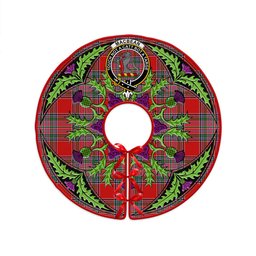 ScotsTee Shop Scottish MacBean (MacBain) Modern Clan Crest Tartan Christmas Tree Skirt Scottish Thistle Design