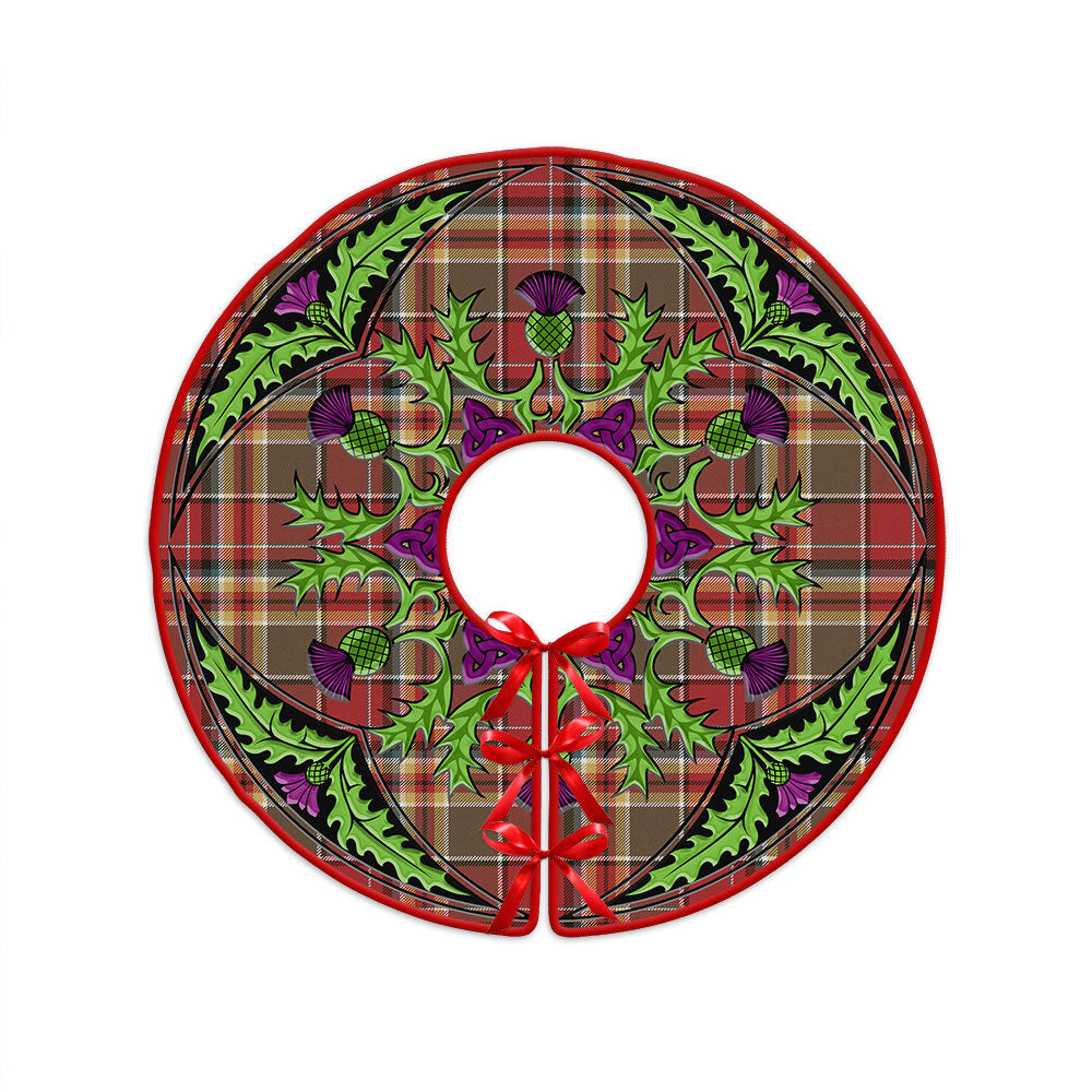 ScotsTee Shop Scottish MacGlashan Weathered Clan Crest Tartan Christmas Tree Skirt Scottish Thistle Design