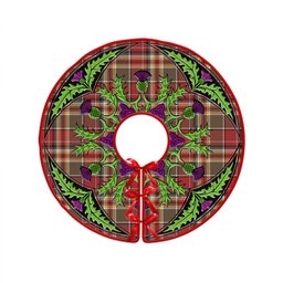 ScotsTee Shop Scottish MacGlashan Weathered Clan Crest Tartan Christmas Tree Skirt Scottish Thistle Design