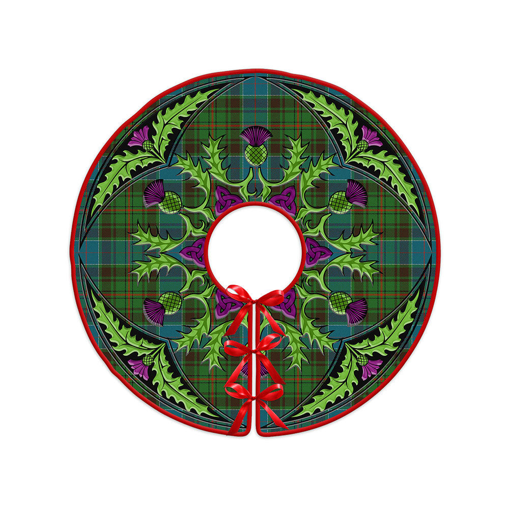 ScotsTee Shop Scottish Adam Ancient Clan Crest Tartan Christmas Tree Skirt Scottish Thistle Design