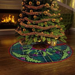 ScotsTee Shop Scottish MacAlpine Modern Clan Crest Tartan Christmas Tree Skirt Scottish Thistle Design
