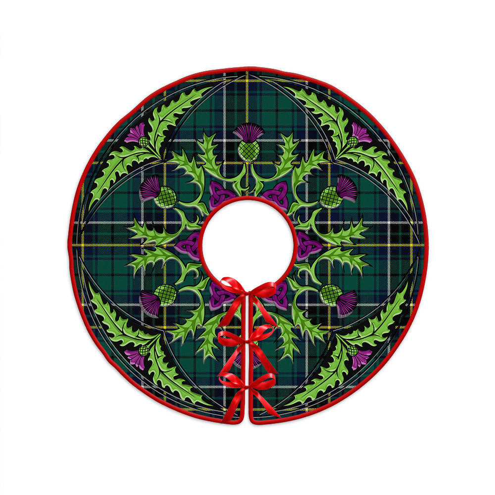ScotsTee Shop Scottish MacAlpine Modern Clan Crest Tartan Christmas Tree Skirt Scottish Thistle Design
