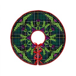 ScotsTee Shop Scottish MacAlpine Modern Clan Crest Tartan Christmas Tree Skirt Scottish Thistle Design