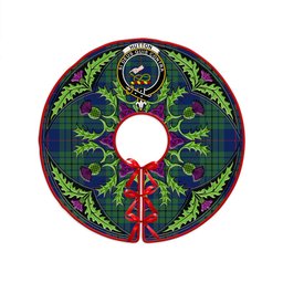 ScotsTee Shop Scottish Hutton Modern Clan Crest Tartan Christmas Tree Skirt Scottish Thistle Design