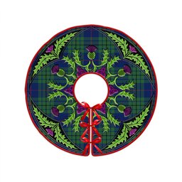 ScotsTee Shop Scottish Hutton Modern Clan Crest Tartan Christmas Tree Skirt Scottish Thistle Design