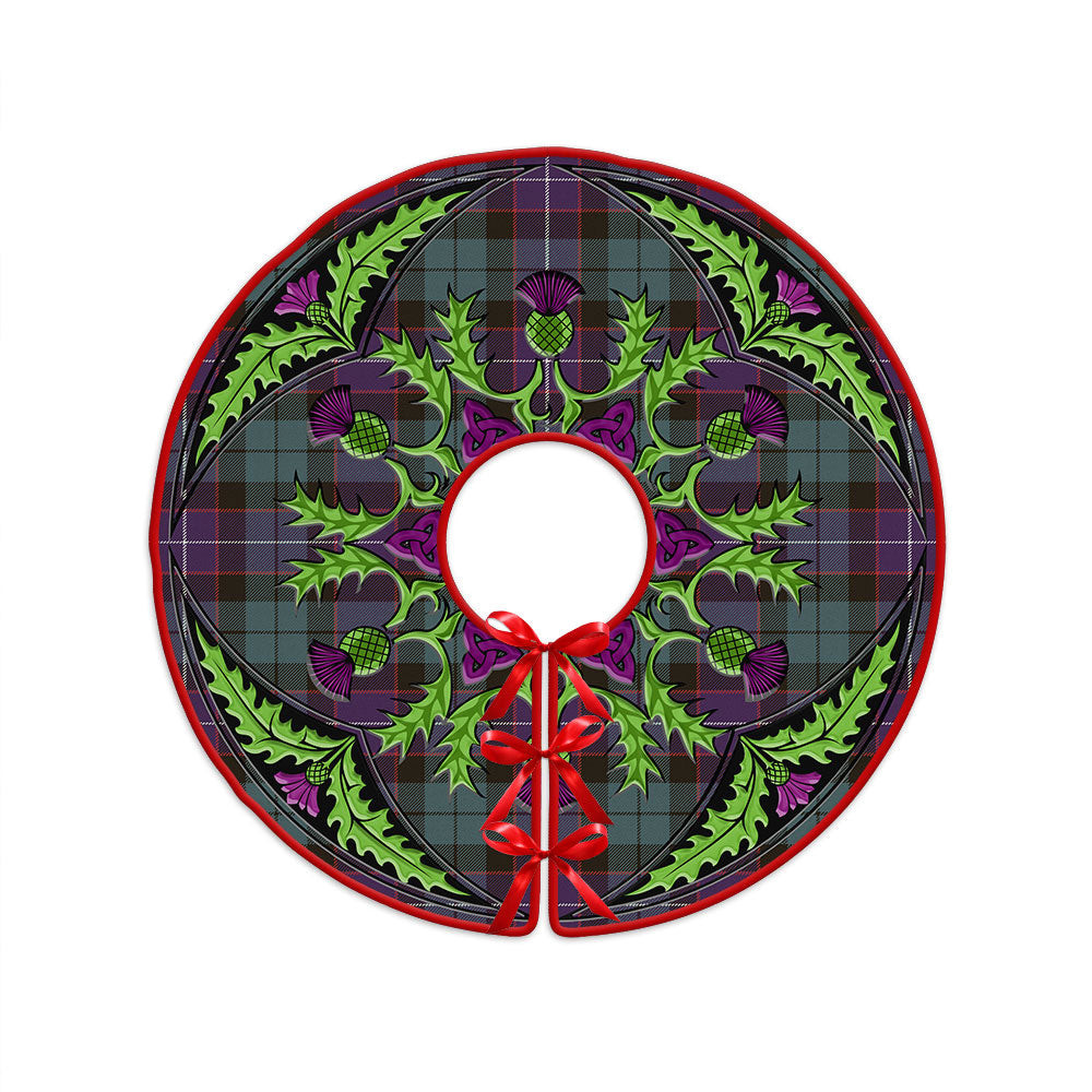 ScotsTee Shop Scottish Hunter Weathered Clan Crest Tartan Christmas Tree Skirt Scottish Thistle Design