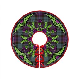 ScotsTee Shop Scottish Hunter Weathered Clan Crest Tartan Christmas Tree Skirt Scottish Thistle Design