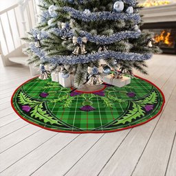 ScotsTee Shop Scottish Galloway District Clan Crest Tartan Christmas Tree Skirt Scottish Thistle Design