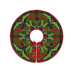 ScotsTee Shop Scottish Fulton 1999 Ancient Clan Crest Tartan Christmas Tree Skirt Scottish Thistle Design