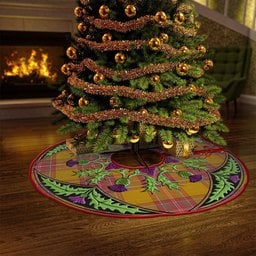 ScotsTee Shop Scottish MacBrair Weathered Clan Crest Tartan Christmas Tree Skirt Scottish Thistle Design
