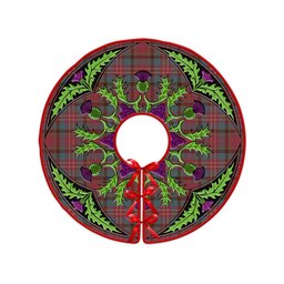 ScotsTee Shop Scottish Leighton Weathered Clan Crest Tartan Christmas Tree Skirt Scottish Thistle Design