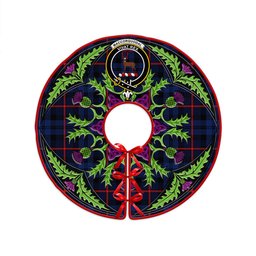 ScotsTee Shop Scottish MacCorquodale Modern Clan Crest Tartan Christmas Tree Skirt Scottish Thistle Design