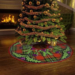 ScotsTee Shop Scottish Gillespie Ancient Clan Crest Tartan Christmas Tree Skirt Scottish Thistle Design