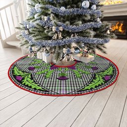 ScotsTee Shop Scottish Halliday (Holliday) Ancient Clan Crest Tartan Christmas Tree Skirt Scottish Thistle Design